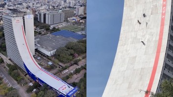 Red Bull biến tòa nhà 21 tầng thành đường dốc trượt ván cao nhất thế giới
